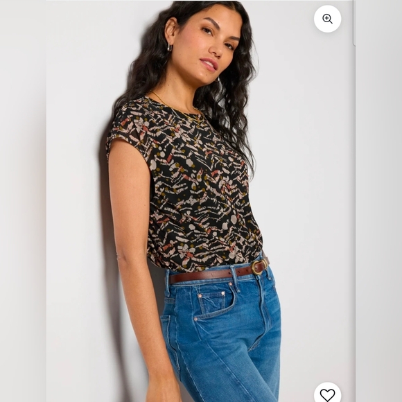 ❤️ NWT! EVEREVE OAKLEY MESH TOP, NEUTRAL ABSTRACT PRINT, LARGE - Picture 2 of 13